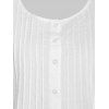 Button Front Pintuck Drop Shoulder Blouse - WHITE L