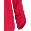 Roll Tab Sleeve Round Hem Blouse - RED XL