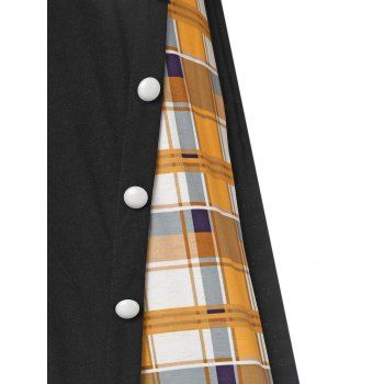 Plaid Mock Button Midi Dress