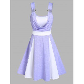

Colorblock Cowl Front O Ring Dress, Light purple