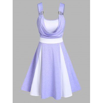 

Colorblock Cowl Front O Ring Dress, Light purple