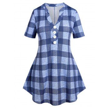 

Plus Size Plaid Popover T-shirt, Blue