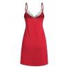 Lace Insert Surplice Sleep Dress - RED XL