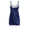 Satin Lace Insert Padded Sleep Dress - DEEP BLUE XL