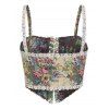 Lace Up Embroidered Corset Top - multicolor XL