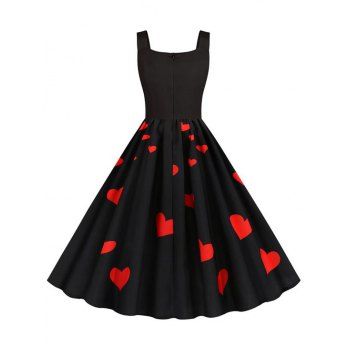 Sleeveless Heart Cat Print Dress