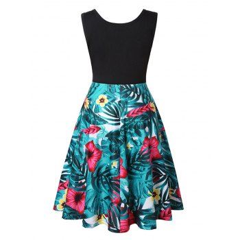 Buy Floral Leaf Print A Line Tank Dress. Picture