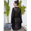 Bohemian Crochet Cover Up Dress Sheer High Low Slit Beach Dress - BLACK L