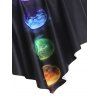 Gothic Swimsuit Planet Galaxy Print Flounce Overlay Swimwear Top - BLACK M