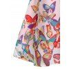 Butterfly Printed Bowknot Flare Cami Dress - LIGHT PINK XXXL