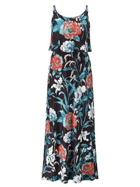 Flower Print Sundress Layer Adjustable Strap Long Dress