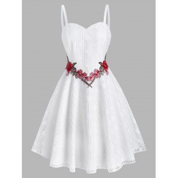 

Lace Flower Applique Cami Cocktail Party Dress, White