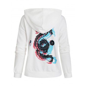 

Chinoiserie Dragon Print Hoodie, Milk white