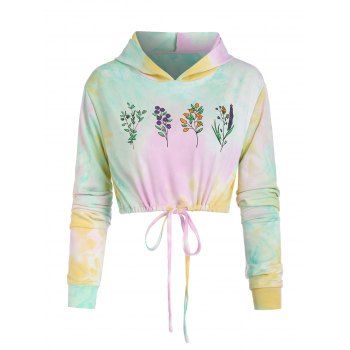 

Tie Dye Flower Print Pullover Hoodie, Light purple