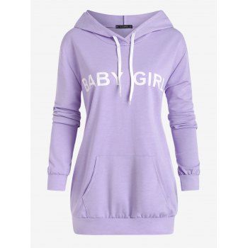 

Letter Graphic Front Pocket Oversized Hoodie, Light purple