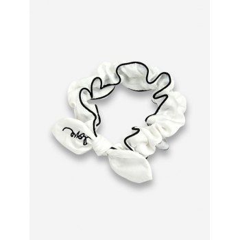 

Bowknot Contrast Trim Letter Embroidery Headband, White