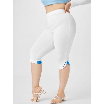 

Plus Size Side Slit Capri Skinny Leggings, White