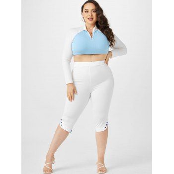 Plus Size Side Slit Capri Skinny Leggings