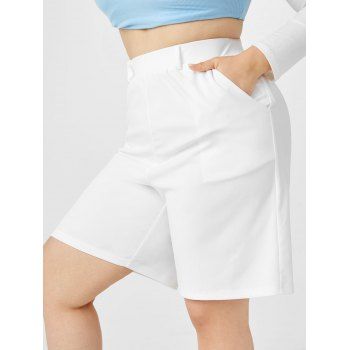 

Plus Size High Rise Pocket Bermuda Shorts, White