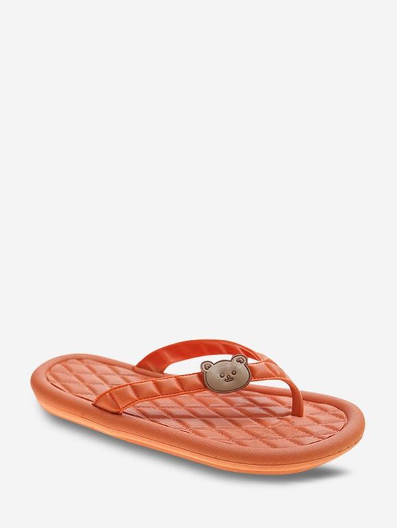 Tongs Plates Matelassées Motif Ours de Plage - Tangerine EU 39