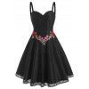 Robe de Soirée à Bretelle Applique en Dentelle - Noir L