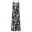 Bohemian Vacation Dress Flower Print Maxi Sundress Layer Adjustable Strap Backless Long Dress - BLUE M