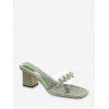 Sandales à Glissière avec Fausse Perle à Talon Epais avec Strass - Vert Pois EU 36