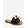 Pantoufles Plates Fausse Perle avec Nœud Papillon avec Strass - Noir EU 39