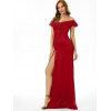Off The Shoulder Evening Dress High Slit Maxi Dress Flounce Floor-length Prom Dress - RED XL