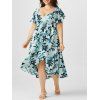 Robe Mi-Longue Haute Basse à Imprimé Fleurie de Grande Taille - multicolor 4X