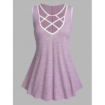 

Plus Size Plunge Crisscross Tank Top, Light purple