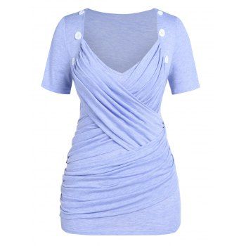 

Plus Size Crossover Ruched T-shirt, Light purple