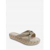 Sandales Plateforme Plates Rayées avec Nœud Papillon - Beige EU 39