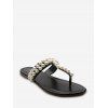 Sandales avec Sangle T et Ornées de Perles Fantaisies - Noir EU 38
