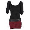 Contrast Colorblock Bicolor Lace Up Bodycon Mini Dress