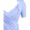 T-Shirt Froncé avec Croisés Grande-Taille - Violet clair 5X