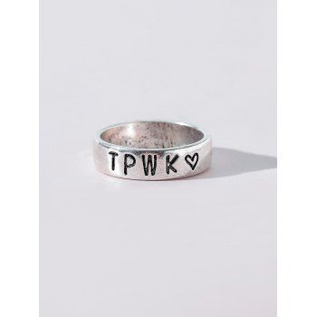 

Retro Heart Letter Pattern Engraved Ring, Silver