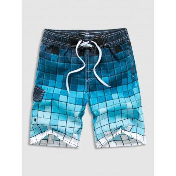 Ombre Checkered Print Casual Shorts