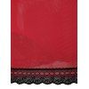 Lace Mesh Bowknot Back Slit Padded Lingerie Dress - RED M
