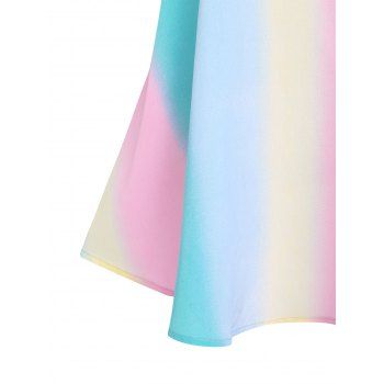 Ruffled Ombre Rainbow Color Cold Shoulder Tee