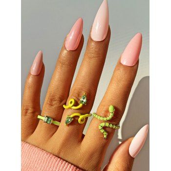 Women's Fashion 3Pcs Irregular Small Snake Shape Rings Jewelry Online Multicolor a
