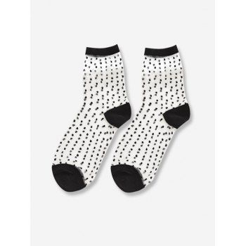 

Dots Pattern See Thru Mesh Socks, Black