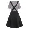 Grommet Criss Cross Cut Out Suspender Skirt Set - BLACK S
