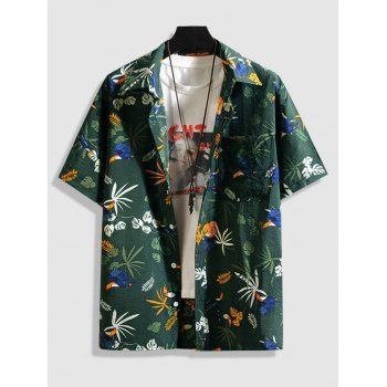 

Tropical Leaf Print Pocket Shirt, Hazel green