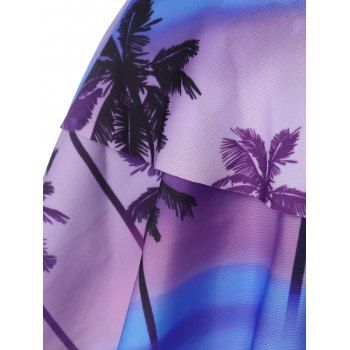 Tropical Palm Swimsuit Twisted Flounce Skort Bikini Swimwear Set