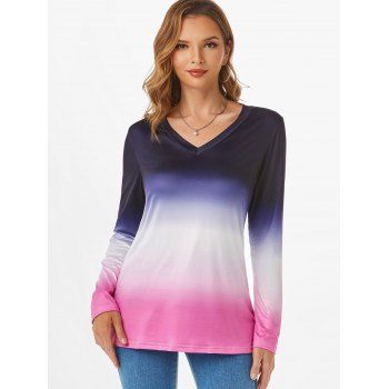 

Ombre Gradient Long Sleeve T-shirt, Light pink