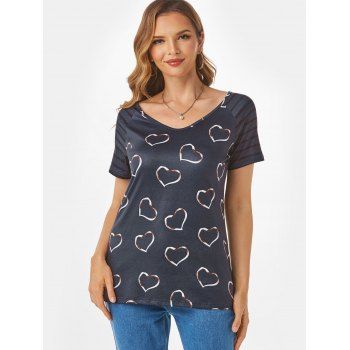 

Heart Striped Raglan Sleeve T Shirt, Black