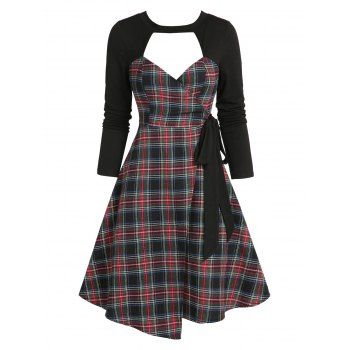 

Cutout Plaid Wrap Mini Dress, Multicolor