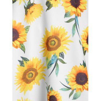 Summer Vacation Off Shoulder Tie Sleeve Sunflower Mini Dress