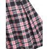 Mini Robe à Bretelle à Carreaux Découpée - Rose clair XL